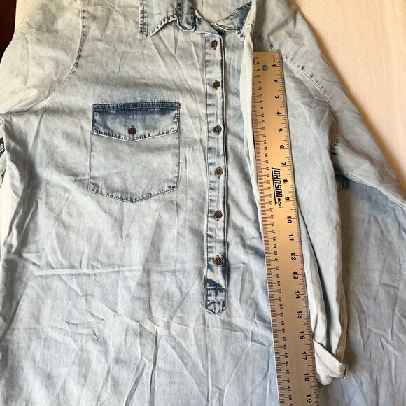 Speed Control Women Denim Shirt Dress size 2X Blue Half Button Down 3/4 Sleeve - Picture 5 of 14